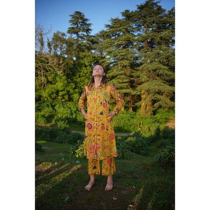 Raas Life Vamika Mustard Floral Kurta & Trouser (Set of 2)