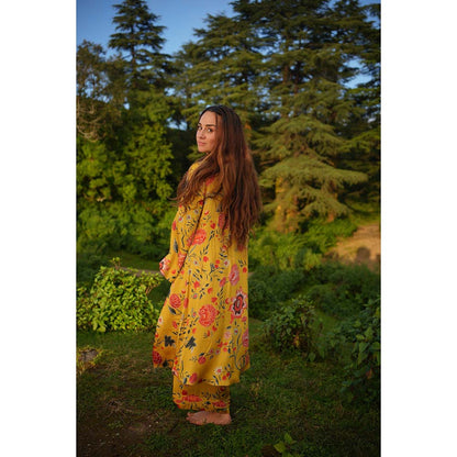 Raas Life Devi Mustard Floral Kurta & Palazzo (Set of 2)