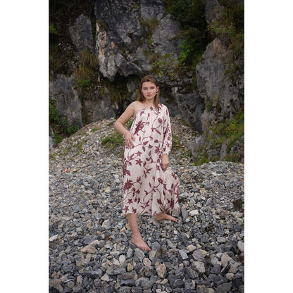 Raas Life Maya Beige Floral Midi Dress