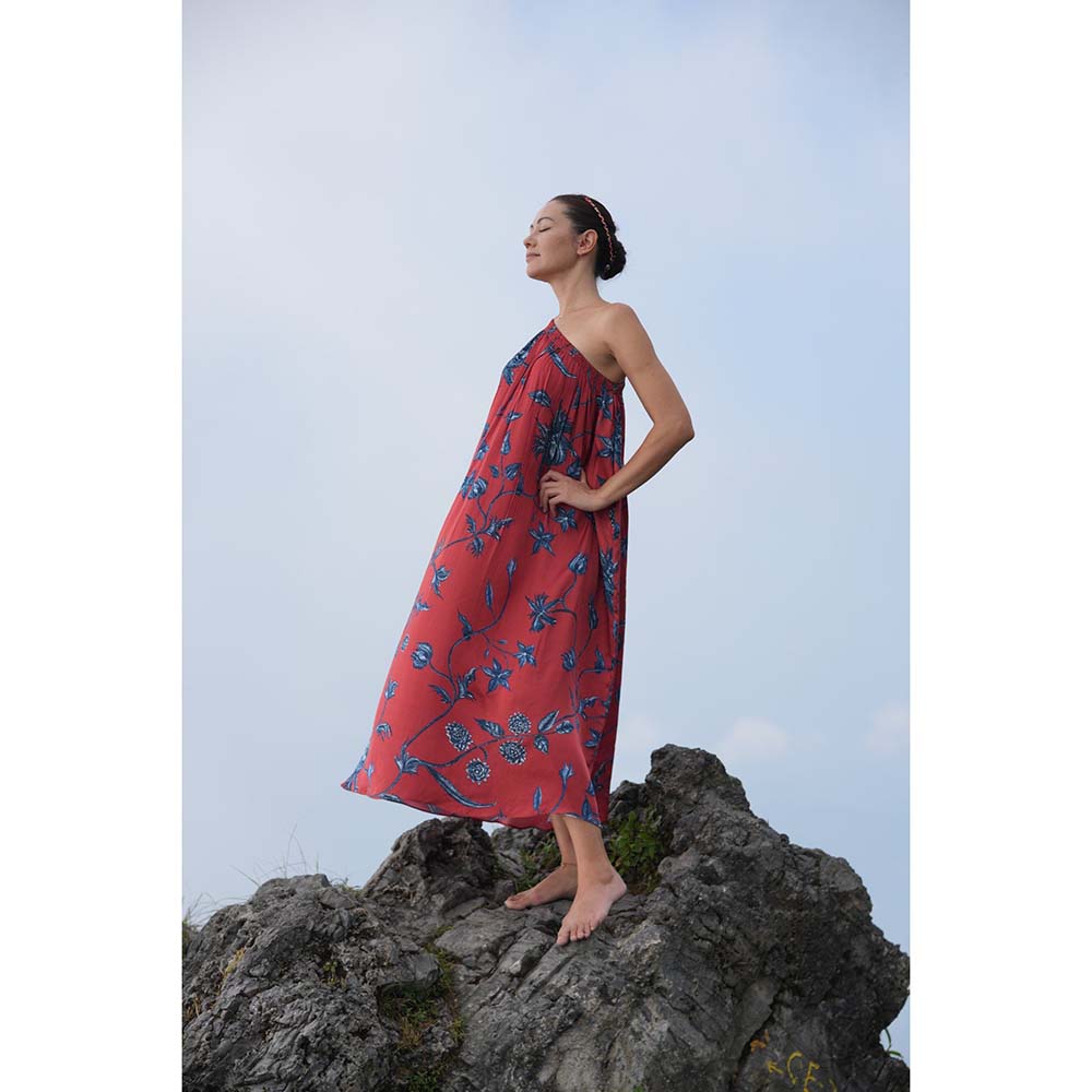 Raas Life Maya Daali Maroon Floral Midi Dress