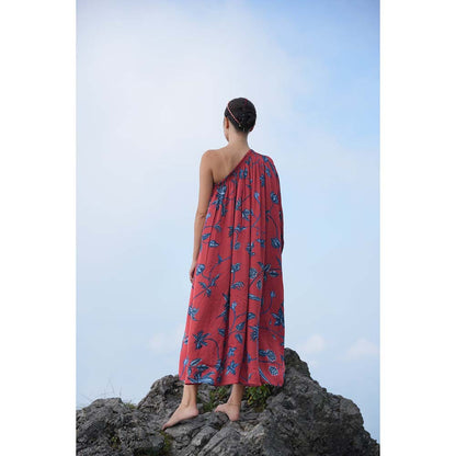 Raas Life Maya Daali Maroon Floral Midi Dress