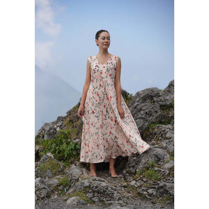 Raas Life Malini Ivory Floral Maxi Dress