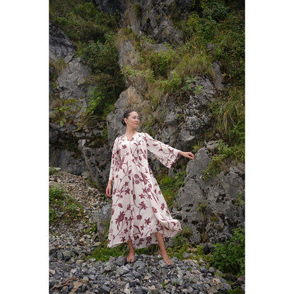 Raas Life Shringara Beige Floral Maxi Dress