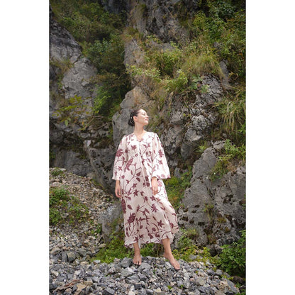 Raas Life Shringara Beige Floral Maxi Dress