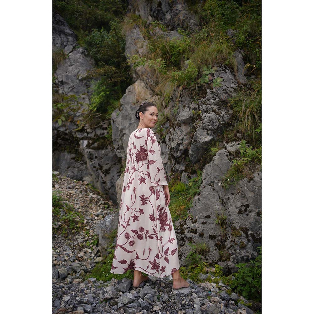 Raas Life Shringara Beige Floral Maxi Dress