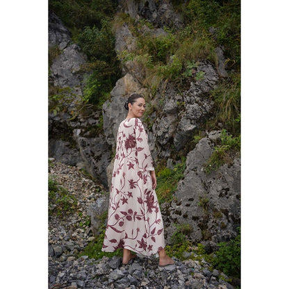 Raas Life Shringara Beige Floral Maxi Dress