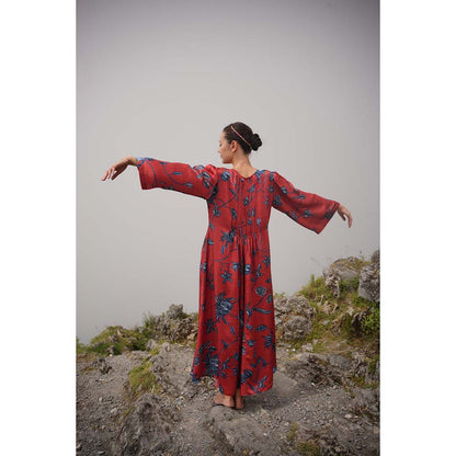 Raas Life Shringara Daal Maroon Floral Maxi Dress