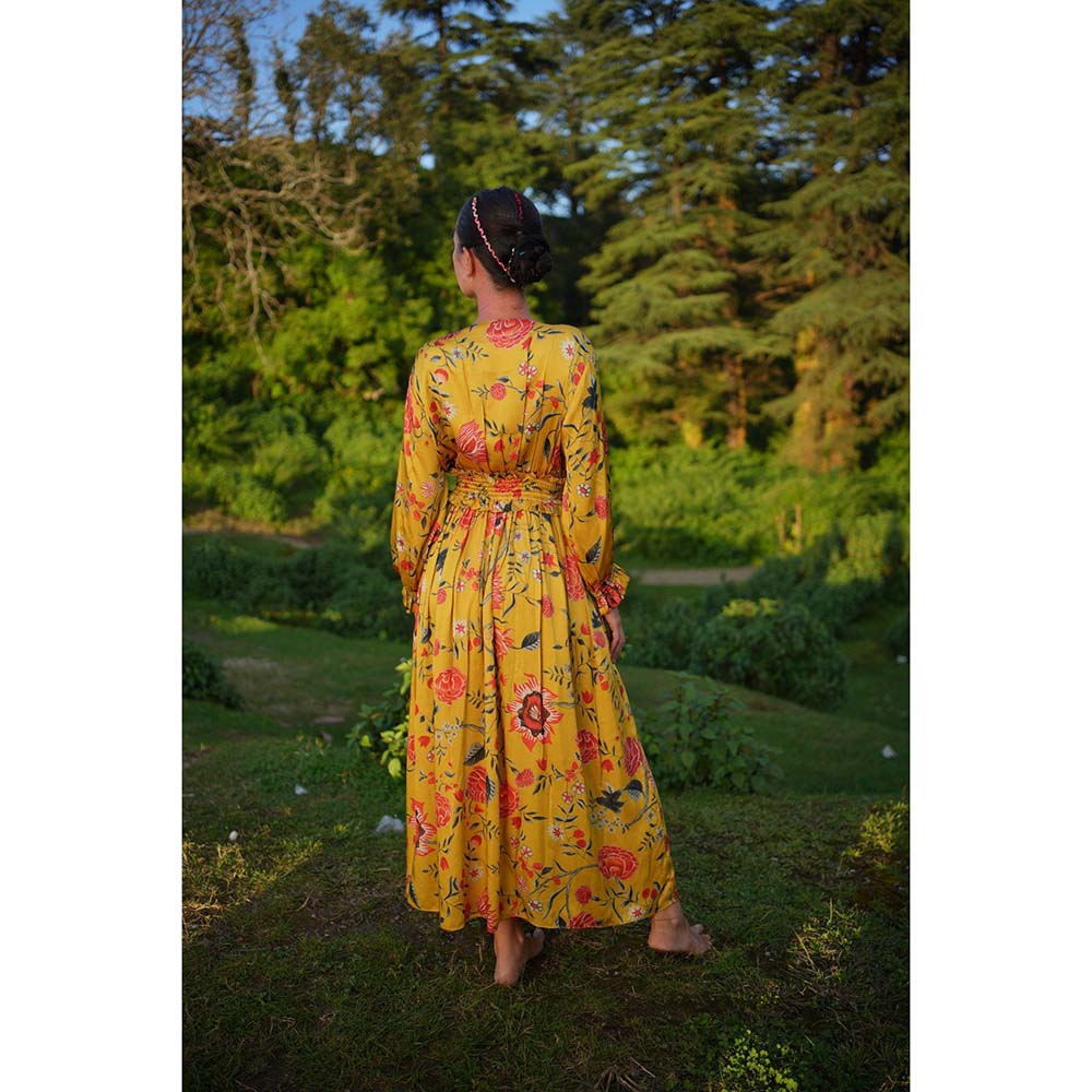 Raas Life Kali Mustard Floral Maxi Dress