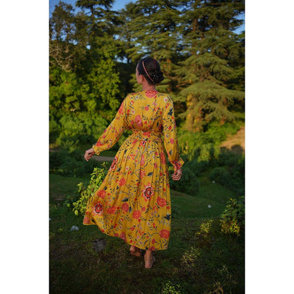 Raas Life Kali Mustard Floral Maxi Dress