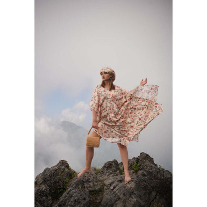 Raas Life Lata Ivory Floral Kaftan Dress