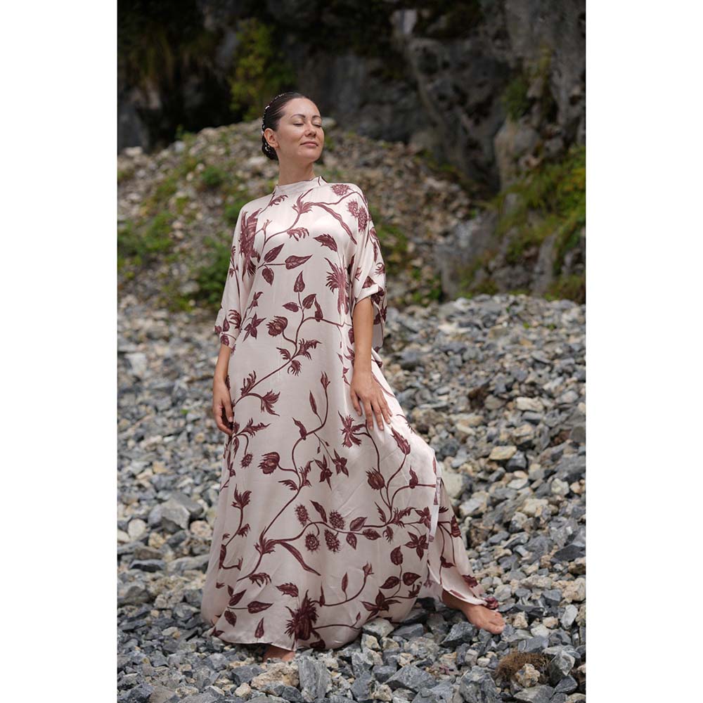 Raas Life Rani Beige Floral Kaftan Dress