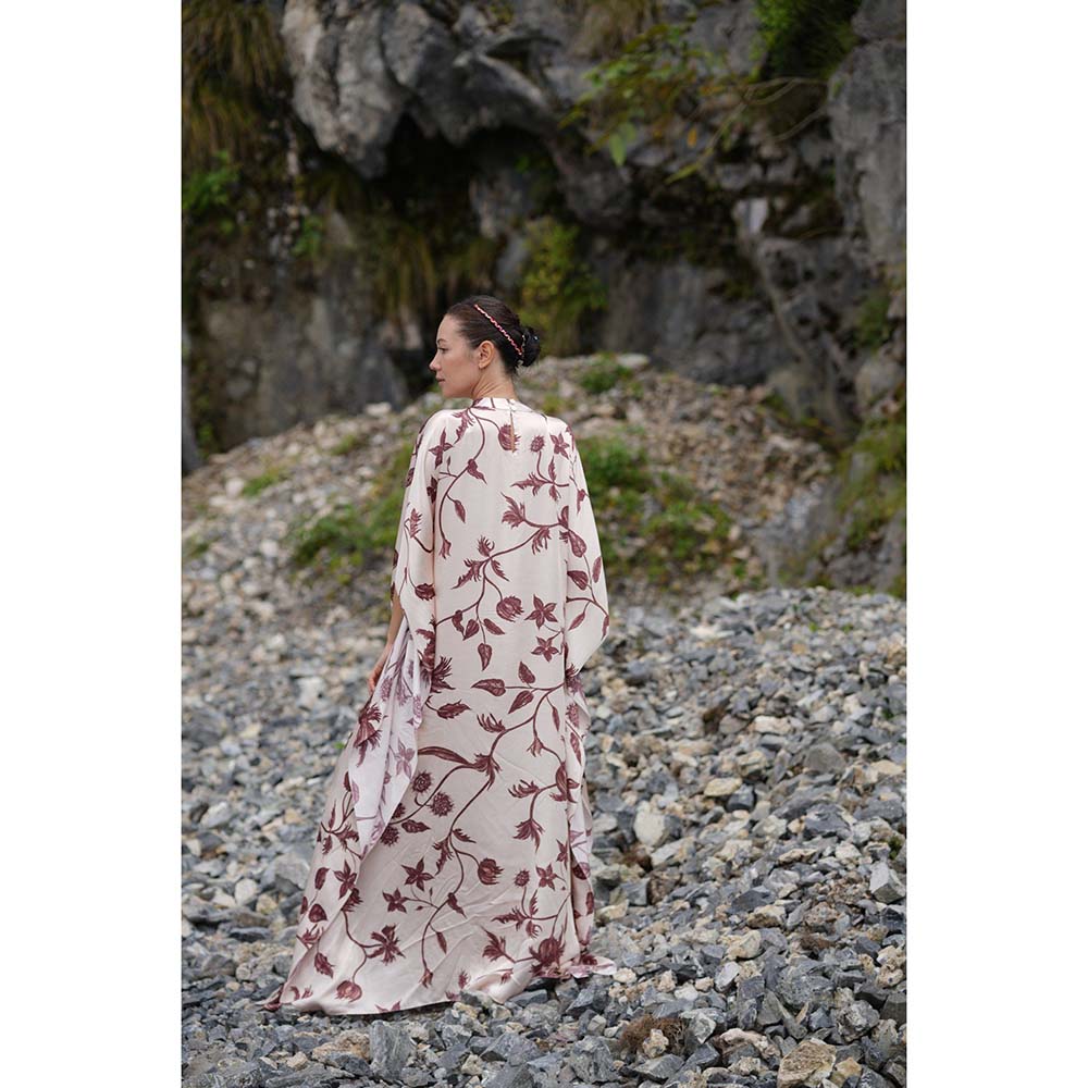 Raas Life Rani Beige Floral Kaftan Dress