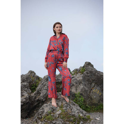 Raas Life Anaya Daali Maroon Printed Shirt & Trouser (Set of 2)