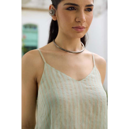 Raas Life Green Moana Chanderi Sleeveless Dress