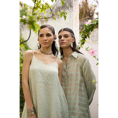Raas Life Green Moana Chanderi Sleeveless Dress