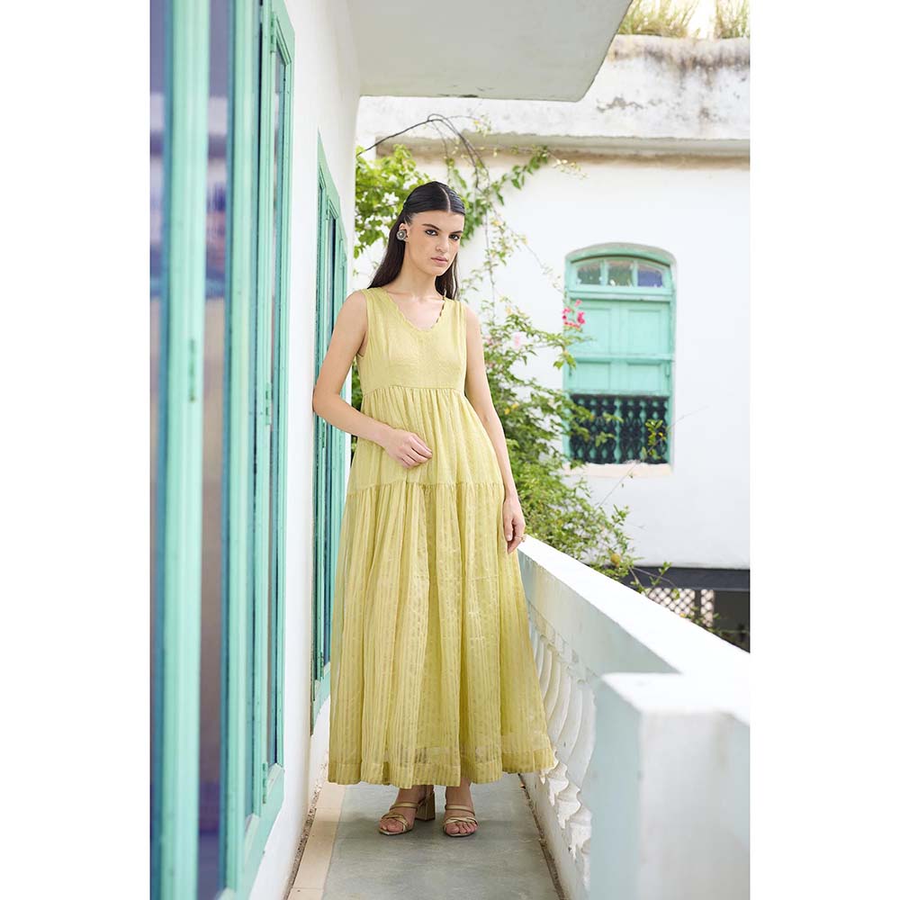Raas Life Lime Yellow Heer Chanderi Dress