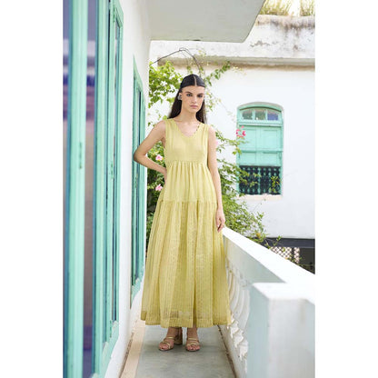 Raas Life Lime Yellow Heer Chanderi Dress