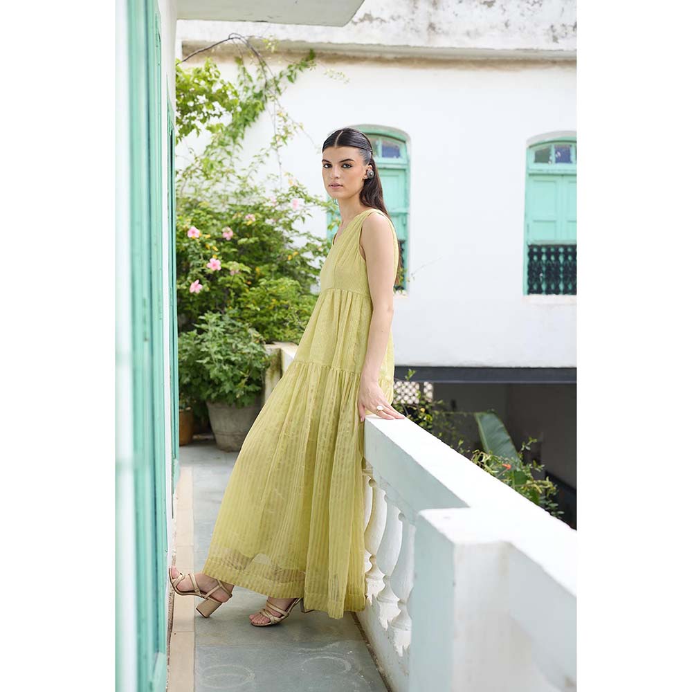 Raas Life Lime Yellow Heer Chanderi Dress