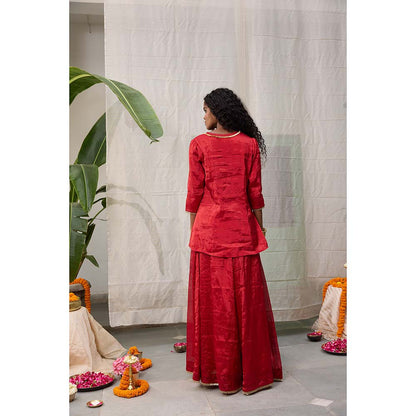 Raas Life Dhara Flared Red Palazzo