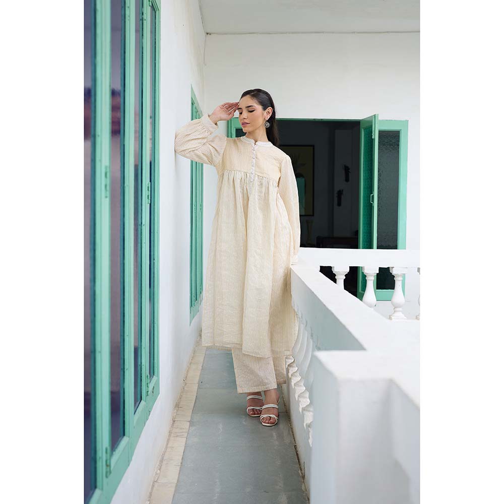 Raas Life Ganga Hand Woven Chanderi Stripes Kurta and Pant (Set of 2)