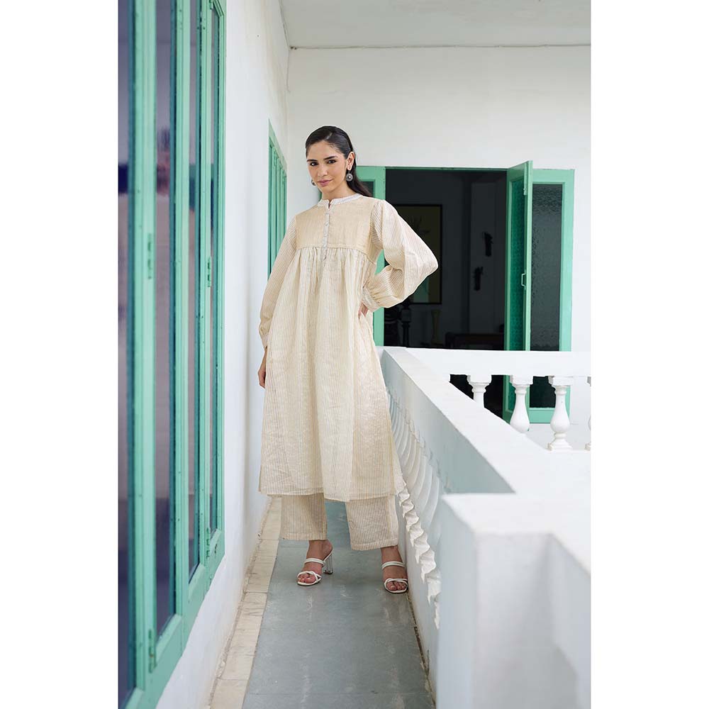 Raas Life Ganga Hand Woven Chanderi Stripes Kurta and Pant (Set of 2)