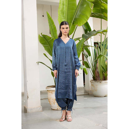 Raas Life Blue Mohini Tissue Zari Stripe Kurta and Salwar (Set of 2)