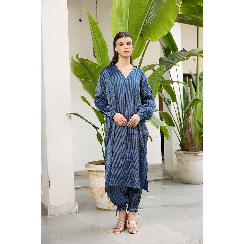 Raas Life Blue Mohini Tissue Zari Stripe Kurta and Salwar (Set of 2)