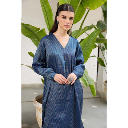 Raas Life Blue Mohini Tissue Zari Stripe Kurta and Salwar (Set of 2)