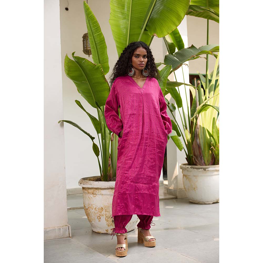 Raas Life Pink Mohini Tissue Zari Stripe Kurta and Salwar (Set of 2)