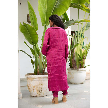 Raas Life Pink Mohini Tissue Zari Stripe Kurta and Salwar (Set of 2)