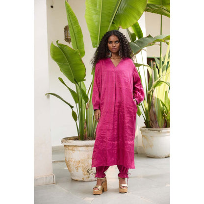 Raas Life Pink Mohini Tissue Zari Stripe Kurta and Salwar (Set of 2)