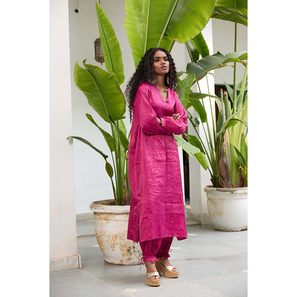 Raas Life Pink Mohini Tissue Zari Stripe Kurta and Salwar (Set of 2)