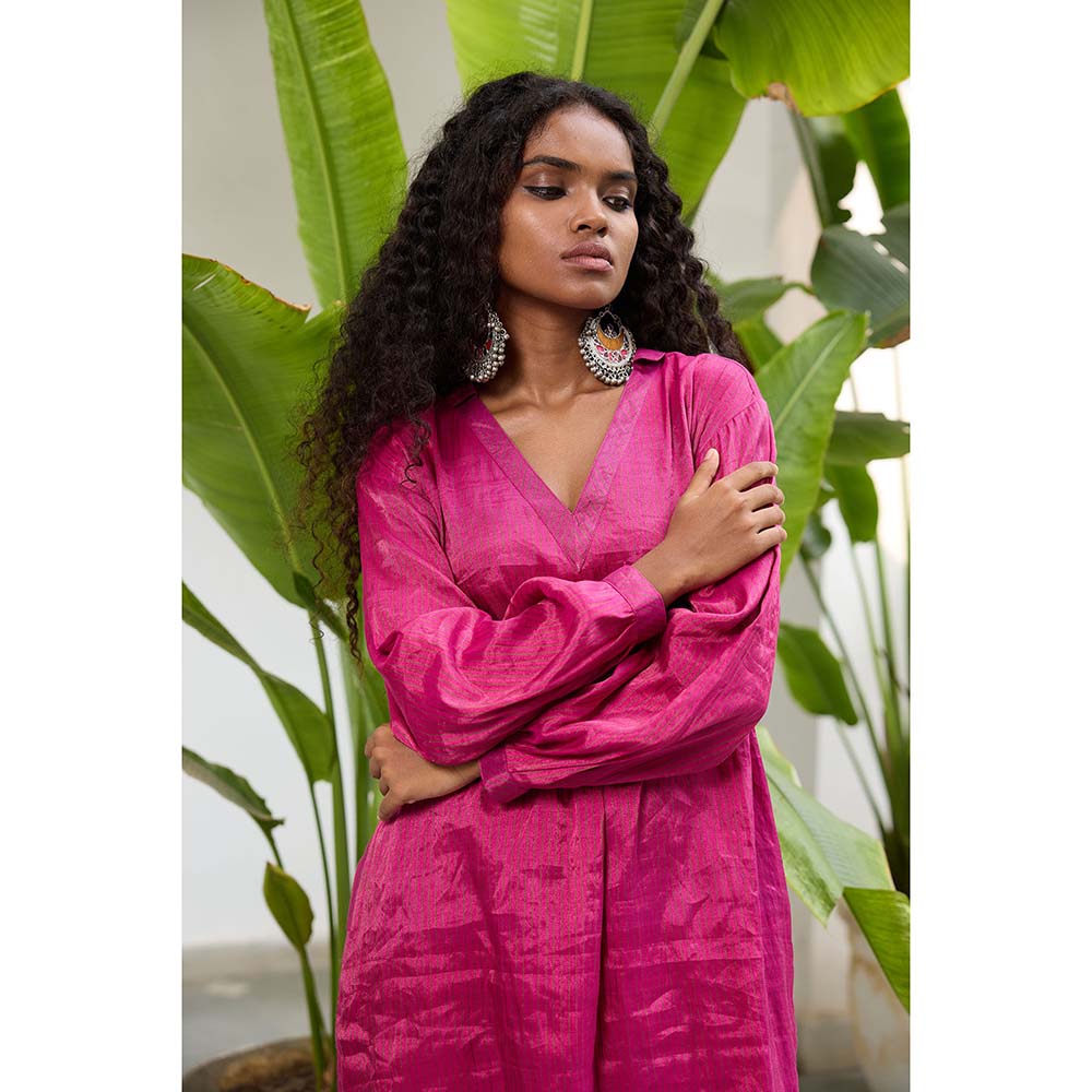 Raas Life Pink Mohini Tissue Zari Stripe Kurta and Salwar (Set of 2)