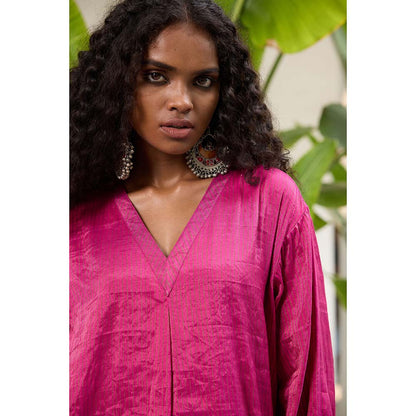 Raas Life Pink Mohini Tissue Zari Stripe Kurta and Salwar (Set of 2)