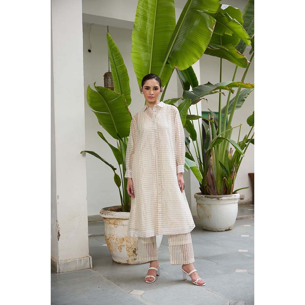 Raas Life Noor Zari Chanderi Jacket Style Kurta with Inner and Pant (Set of 3)