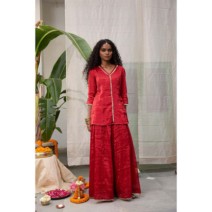 Raas Life Dhara Zari Chanderi Solid Kurta and Palazzo (Set of 2)