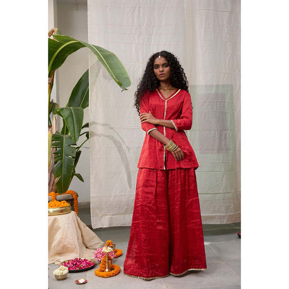 Raas Life Dhara Zari Chanderi Solid Kurta and Palazzo (Set of 2)