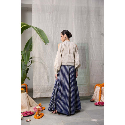 Raas Life Liana Zari Chanderi Stripes Top and Palazzo (Set of 2)