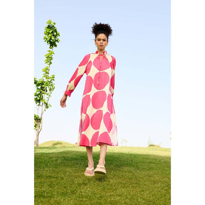 Raas Life Pink Daisy Printed Dress