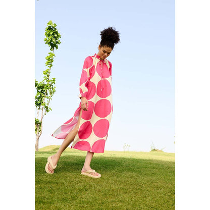 Raas Life Pink Daisy Printed Dress