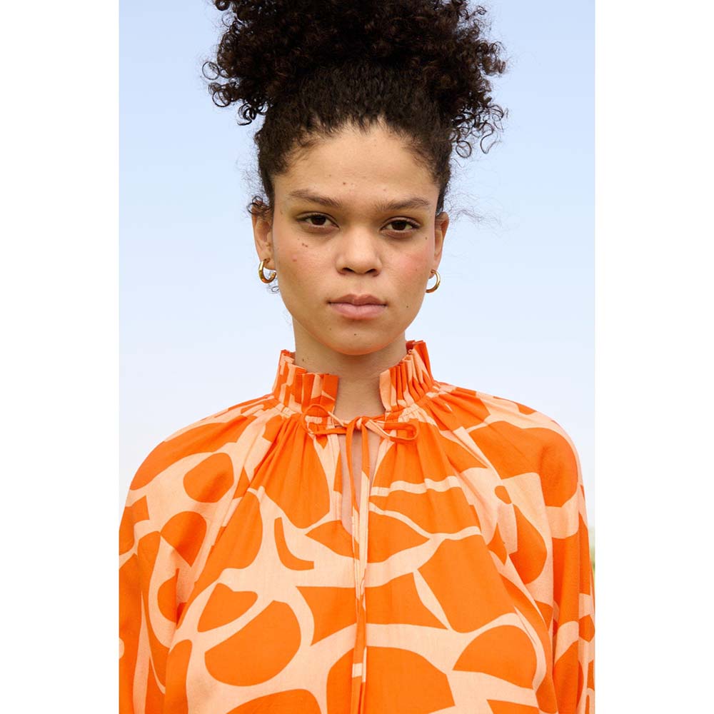 Raas Life Orange Daisy Printed Dress