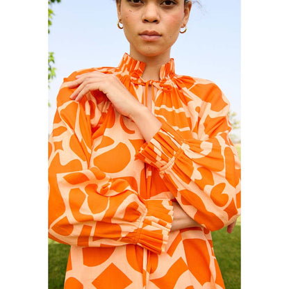 Raas Life Orange Daisy Printed Dress