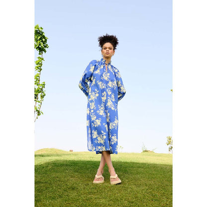 Raas Life Blue Daisy Floral Printed Dress
