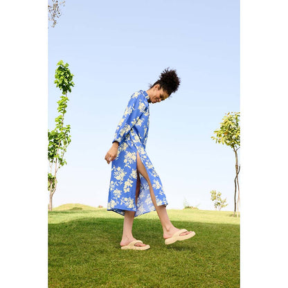Raas Life Blue Daisy Floral Printed Dress