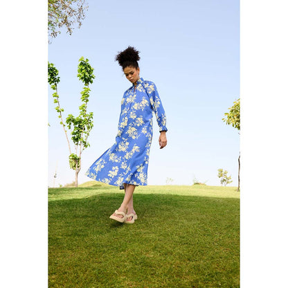 Raas Life Blue Daisy Floral Printed Dress