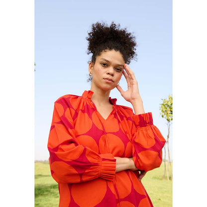 Raas Life Red Daisy Printed Dress