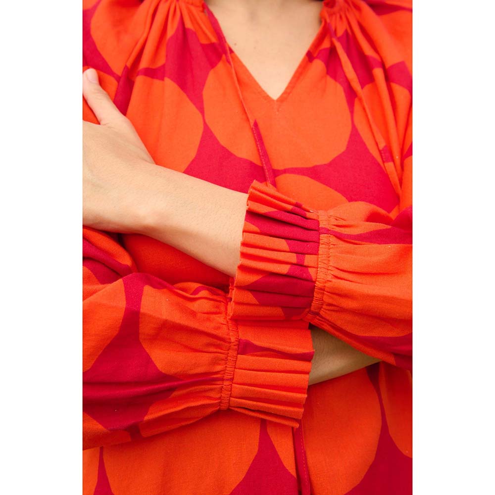 Raas Life Red Daisy Printed Dress