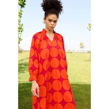 Raas Life Red Daisy Printed Dress