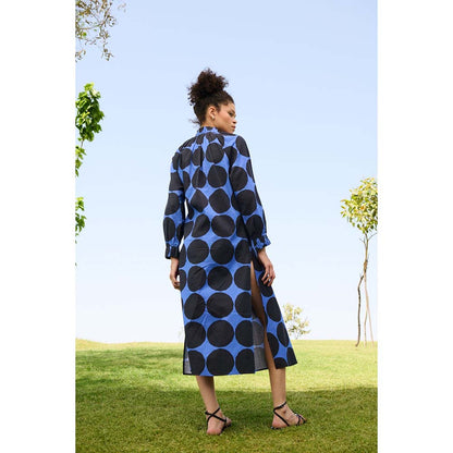 Raas Life Black & Blue Daisy Printed Dress