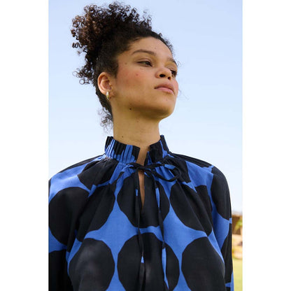 Raas Life Black & Blue Daisy Printed Dress